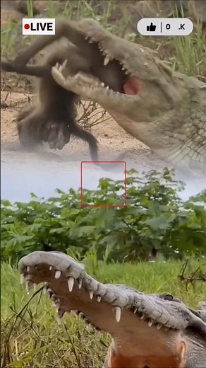 😱Critical Moment💥A Baboon Becomes a Giant Crocodile's Meal #wildlife #animals #crocodile #babon