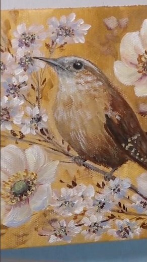 “How to Paint a Bird in Acrylics” 🕊️ Songbird painting tutorial. Full tutorial on my channel! 🎨🖌️