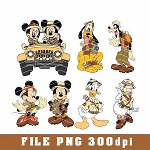 Mickey Safari Clipart PNG, Design Bundles (digital Download) - Etsy