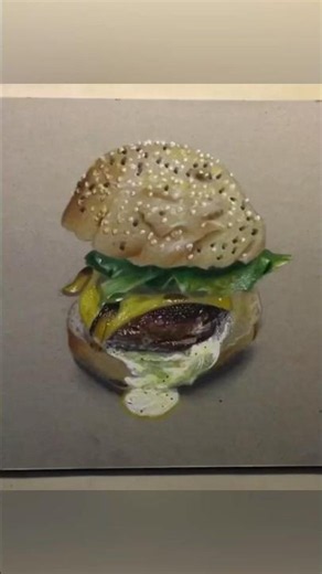 How to draw a burger very easy! #drawing #realistic #shorts