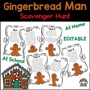 Gingerbread Man Scavenger Hunt | School & Home Editable Holiday Activity