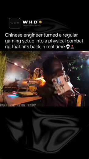 A Khan | WHD™ on Instagram: "A Chinese engineer rebuilt a gaming setup into a physical combat simulation rig that mirrors recoil rain and real impact in real time 🤖⚡️ This system intercepts live game telemetry and turns digital combat into physical reactions using pneumatic recoil motors water misters wind blasts impact solenoids and a motion mounted chair so the player feels gunfire explosions weather changes and environmental force instead of only seeing them. It pushes immersion beyon