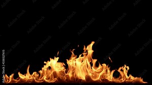 Fire Flames burning in the dark. 4K motion background. 3d rendering. Seamless loopable animation.