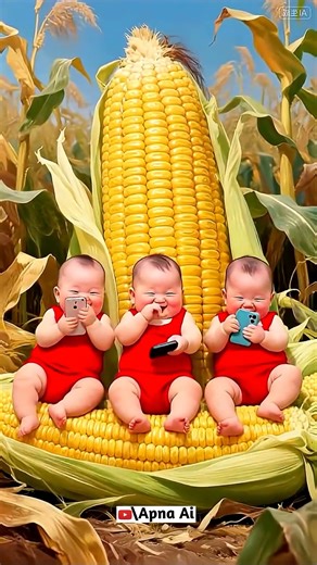 Cute babies sitting on 🌽! #kidscartoon #kidsanimation