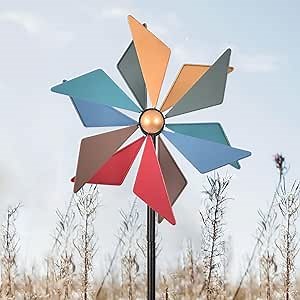 Hourpark Metal Wind Spinners Outdoor with Metal Stake, Two -Way Wind Sculpture 360-Degrees Windmills Swivel Wind Sculpture Yard Art Decor Wind Mill for Patio