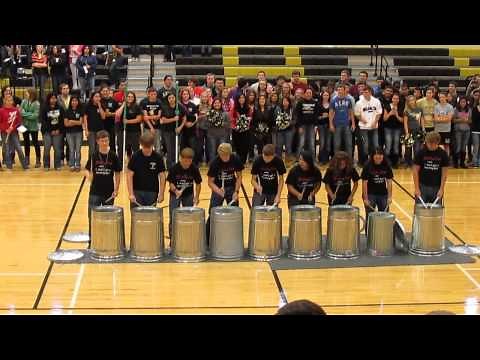 Giddings Drum line on Trash Cans
