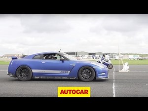 1200bhp Litchfield Nissan GT-R vs 205bhp RC Express Racing Kawasaki ZX-10R - car vs bike drag race