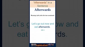 Afterwards meaning | Afterwards in a Sentence | Most common words in English #shorts