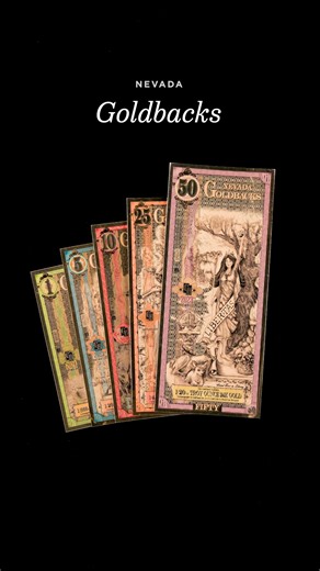 APMEX, Inc. on Instagram: "Nevada, the second state to introduce Goldbacks in 2020, launched a voluntary, gold-backed currency that merges intrinsic value with captivating artistry. Available in denominations of 1, 5, 10, 25, and 50, each note contains .9999 fine gold, ranging from 1/1000th to 1/20th of a troy ounce, encased in durable polyester. The designs honor Nevada’s vibrant history, culture, and landscapes, featuring female personifications of virtues inspired by classical and local tradi