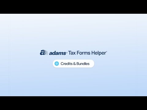 Adams Tax Forms Helper - Prepaid Credits & Build a Bundle Overview