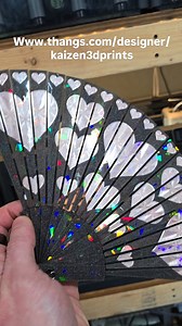 1.2K reactions · 39 shares | A new foldable hand fan design has just been uploaded to my @thangs3d profile, this time with hearts! I could think of a family member in particular that this could be gifted to... #mothersday Head to www.thangs.com/designer/kaizen3dprints or follow the link in my bio for more info. This was printed on a black illusion mesh with an inception magnetic pflat sheet on a @bambulab_official P1S | Kaizen 3D Prints | Facebook