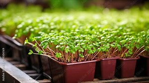 Organic Microgreens for Sale at Local Family Farm Markets. Concept Farmers Markets, Local Produce, Fresh Harvest, Sustainable Agriculture, Community Support