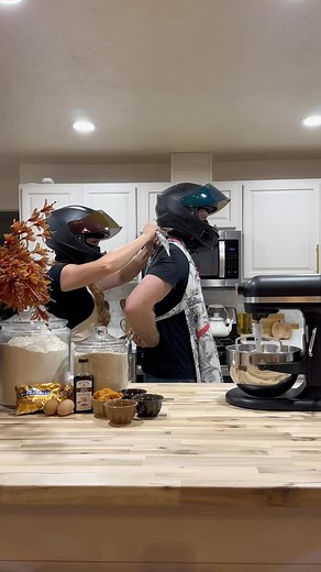 Nick and Sarah on Instagram: "Baking pumpkin chocolate chip bread! #baking #motovlog #bikelife #couplegoals #fall #wholesome #motorcycle #biker #love"