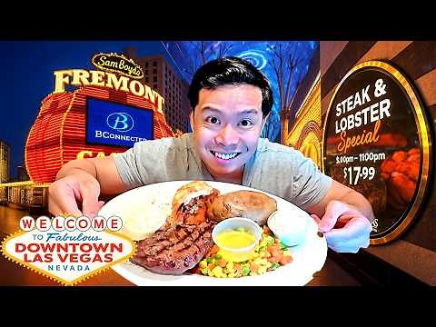 Famous $17.99 Steak & Lobster Deal on Fremont Street! Downtown Las Vegas 2025 Update