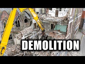 Building Demolition | High Reach JCB Excavator JS360LC | Lots of CRASHES & WALL COLLAPSES | Preston