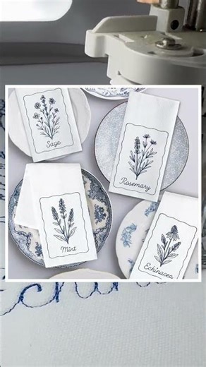 Bluework Herb Embroidery Sets 1 & 2 #LineWorkEmbroidery #Redwork #Bluework