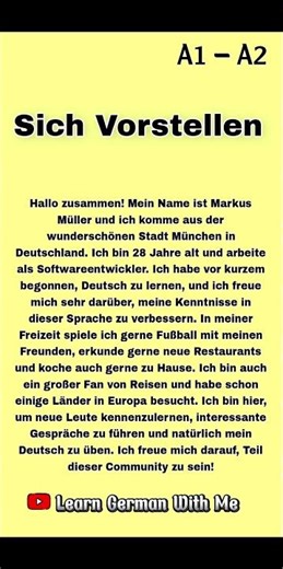 Sich Vorstellen | Introduce youself in German #deutsch_lernen