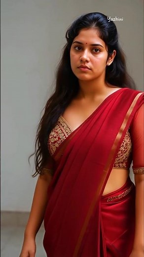 How to style like Yazhini ❤️🥻 | Red Saree with Matching embroidery Blouse with net sleeves