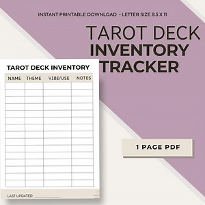 Tarot Deck Inventory Tracker | 1 Page PDF | Card Reader Log | Deck Collection Printable | Witchy Divination Sheet | Book of Shadows Grimoire - Etsy
