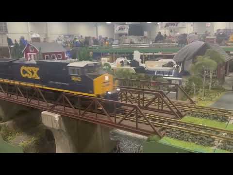 01/25/26Awesome CSX oil freight train crossing a trestle bridge at Springfield MA Big E train show.
