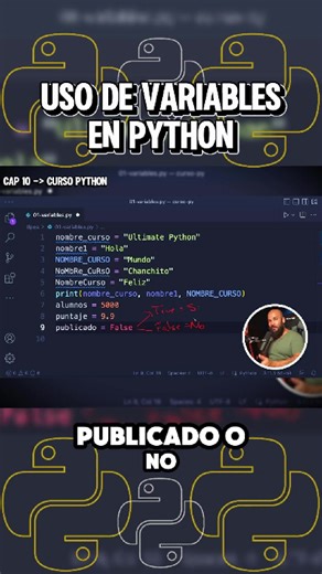 Cap 10 | Uso de variables en Python. #python #programacion #holamundo #codigo #softwareengineer