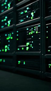 data center with multiple rows of fully operational server racks