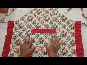 ✂️ Kitchen Apron, With Ruffles, How to make it step by step ✨🧵.