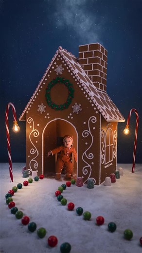 Alexandria Ramon on Instagram: "Our family made a life-sized gingerbread house for this photo! ❤️🎄 we made this gingerbread house for Teddy using foam sheets, spackle, glue, ball pit balls, clay, and paint! This one took weeks of work this month, but the memories made it worth it, and the kids thought this house looked good enough to eat! For the photo, we transformed our bedroom into a winter wonderland and I think I will be finding the fake snow in there for years to come, but luckily it’s 10
