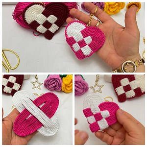 Easy Crochet Heart Keychain Tutorial | Woven Heart Keychain Step-by-Step for Beginners” #fblifestyle #crochet #crochetkeychain | Knitting Patterns DIY