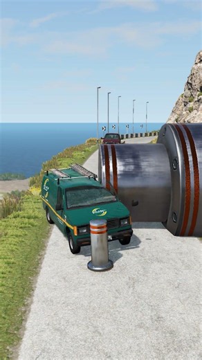 Double Flatbed Trailer Truck vs speedbumps Busses vs speedbumps Beamng drive 28