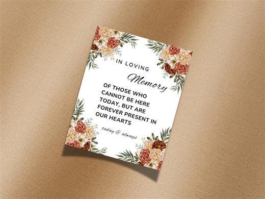 In Loving Memory, Table Signage for Wedding, Fall Colors, Floral, Those Who Cannot Be Here - Etsy