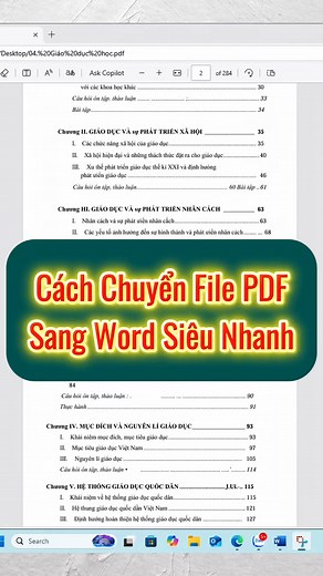 234K views · 911 reactions | Cách chuyển File PDF sang Word Siêu nhanh #Phimtathayexcel #phimtattinhoc #phimtatexcel #meotinhoc #thuthuattinhoc #sachexcel #sachtinhocvanphong #word #excel #powrpoint #tinhocvanphong #tinhoccoban #xuhuong #cachchuyenpdfsangword | Sách Tin Học | Facebook