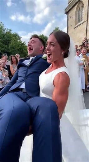 Strong Bride CARRIES Groom Out of Church