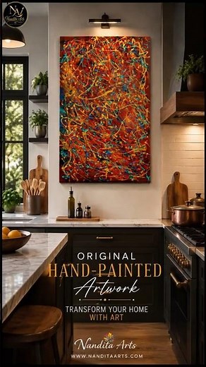 Original Abstract Painting 🎨 |Jackson Pollock Inspired Art | #OriginalArt #AbstractArt #NanditaArts