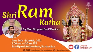 2.4K views · 243 reactions | Sandipani Vidyaniketan and Sanskruti Foundation - USA are inviting you to e-Satsang Shri Ram Katha by Shyambhai Y Thakar When: Jun 26th - July 4th 2021 | 6-9.30am IST To Know More: https://sandipani.org/event/shriramkatha-june21/  To Join, please contact: Sanskruti Foundation USA | Sfusa@sandipani.org | Arvindbhai Patel + | 1 313 850 9937 | #ShriRamKatha #SandipaniVidyaniketan #ShriShyambhaiThakar | Sandipani Vidyaniketan | Facebook