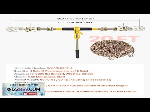 VEVOR Ratchet Chain Binder 3 8 in x 20 ft G80 Chains Load Review
