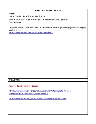 Weekly plan online worksheet