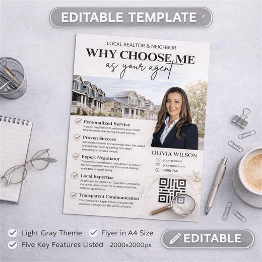 Real Estate Agent Bio Flyer – Modern Realtor Farming Template (canva Download) - Etsy