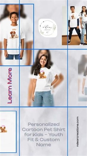 Personalized Cartoon Pet Shirt for Kids – Youth Fit & Custom Name