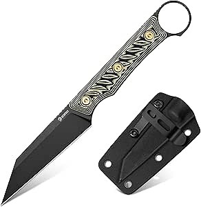 NedFoss Raven EDC Fixed Blade Knife, 3.4" 14C28N Steel, Ring G10 Handle