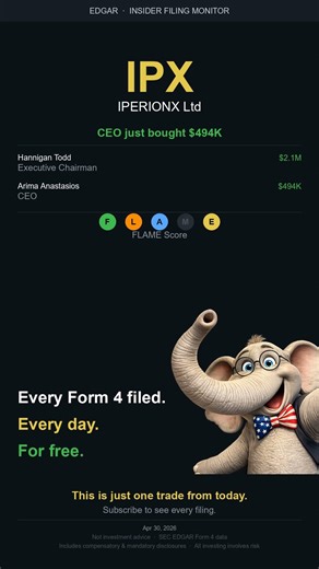 IPX: CEO just bought $494K | Apr 30, 2026 #Shorts