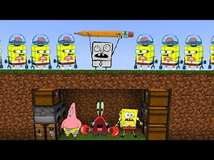 Minecraft Speedrunners VS 2 Hunters: DoodleBob & 10 SpongeBob Robots