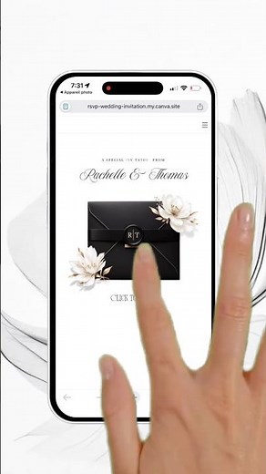 Elegant Black & Gold Wedding Website Invitation | RSVP Link, Music & Canva Template