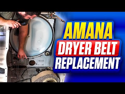 AMANA DRYER BELT REMOVAL AND REPLACEMENT | DRUM NOT TURNING | DRYER WAS STUCK | PULLEY REPLACEMENT