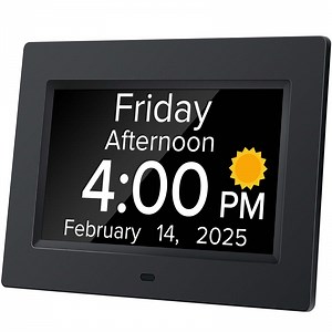 SPACWIS Digital Alarm Clock for Dementia Seniors with Date and Day of Week, Voice Announcement Time, Black