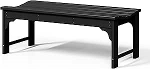 WestinTrends Malibu Outdoor Bench, All Weather Resistant Poly Lumber Backless Patio Garden Bench, Adirondack Curved Bench Seat for Comfort, Black