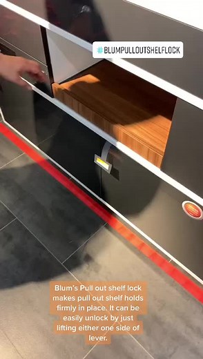 A practical solution to hold shelving firmly in place. #blum #blumsingapore #blumpulloutshelflock