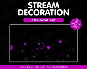 Loop Floating Heart Overlay / Cuteheart / Heart Falling / Valentine / Neon / Overlay / Animated Stream Decoration / Add-on Stream / - Etsy
