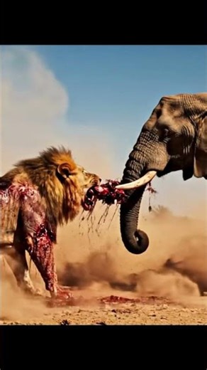 Lion vs Elephant: Must-See BLOODY Trunk Fight! 🤯 8K AI Film #shorts #viral #aishorts