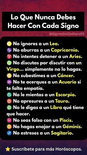 Lo Que Nunca Debes Hacer Con Cada Signo #astrología #signoszodiacales #zodiacales #signos